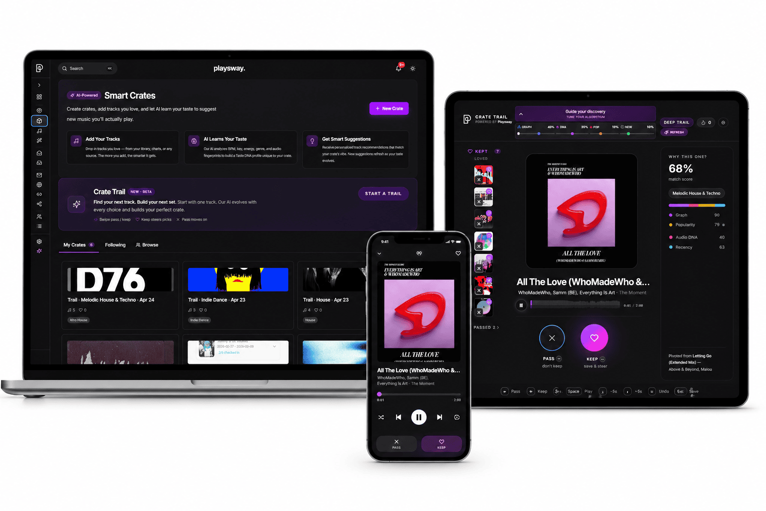 Playsway music discovery — Smart Crates and Crate Trail